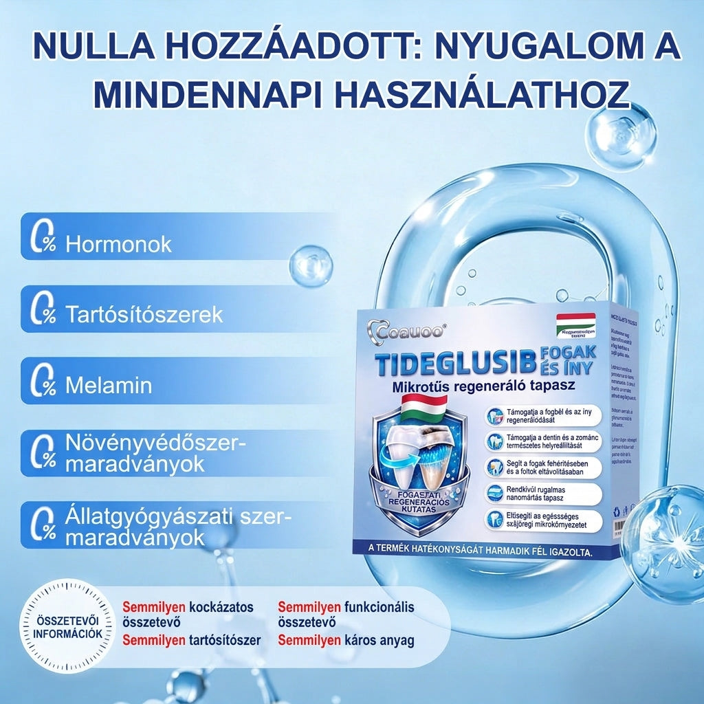 🇭🇺🦷 Mondj búcsút az érzékenységnek és kellemetlenségeknek! 𝐂𝐨𝐚𝐮𝐨𝐨® Tideglusib szájcsíkok – gyors regenerálás a fogaknak és az ínynek 😊